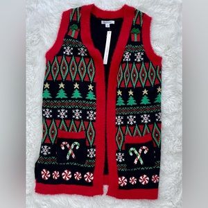 Ugly Christmas Sweater Vest 99 Jane Street Christmas Large NWT Vest Tunic